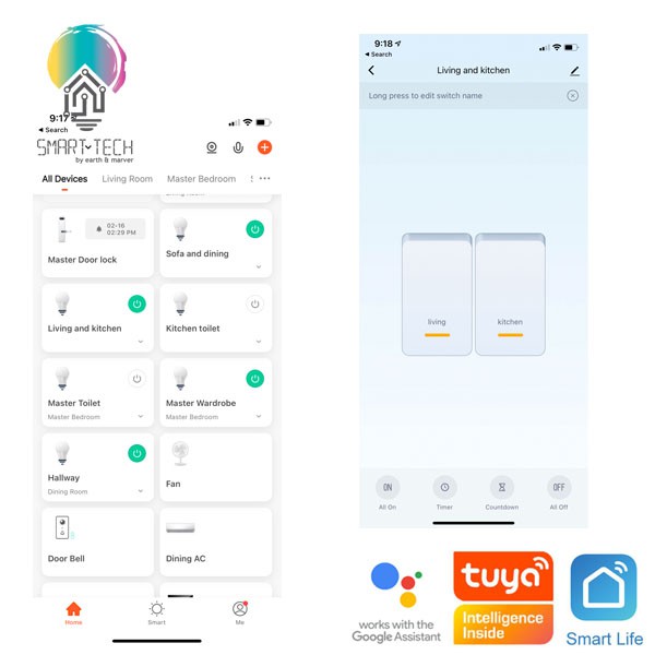 SMART TECH Tuya Smart Switch NO Neutral Wifi / Smart Home / WIFI Light Switch / Smart Wall Light Switch — view 5