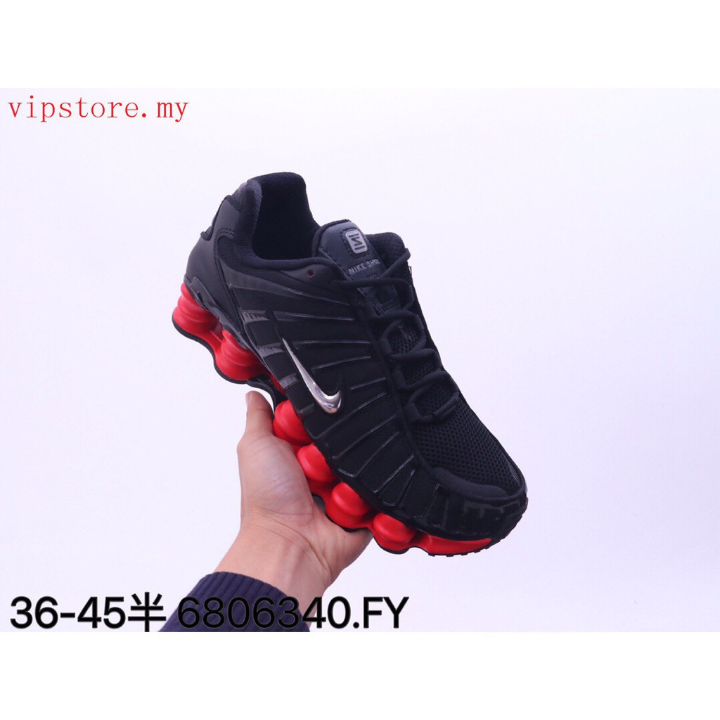 nike shox black red
