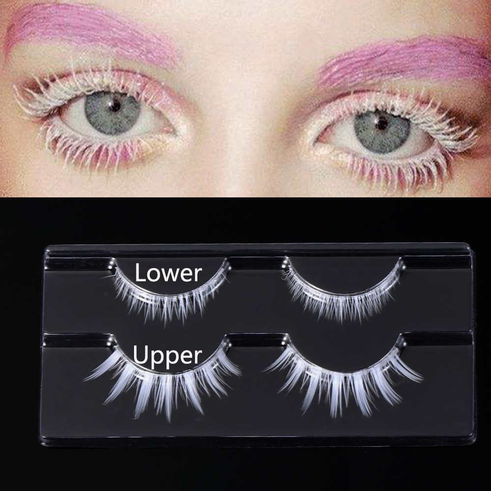 2 Pairs White Upper & Lower False Eyelashes Soft Wispy Natural ...