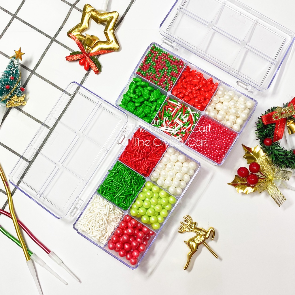 Christmas-Themed Edible Sprinkles Dragees Bento Candy Sampler Sweets ...