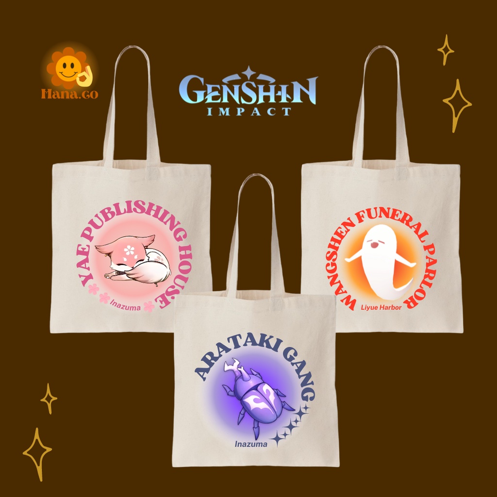 Genshin Impact Inspired Tote Bag with Zipper by Hana.co Shopee