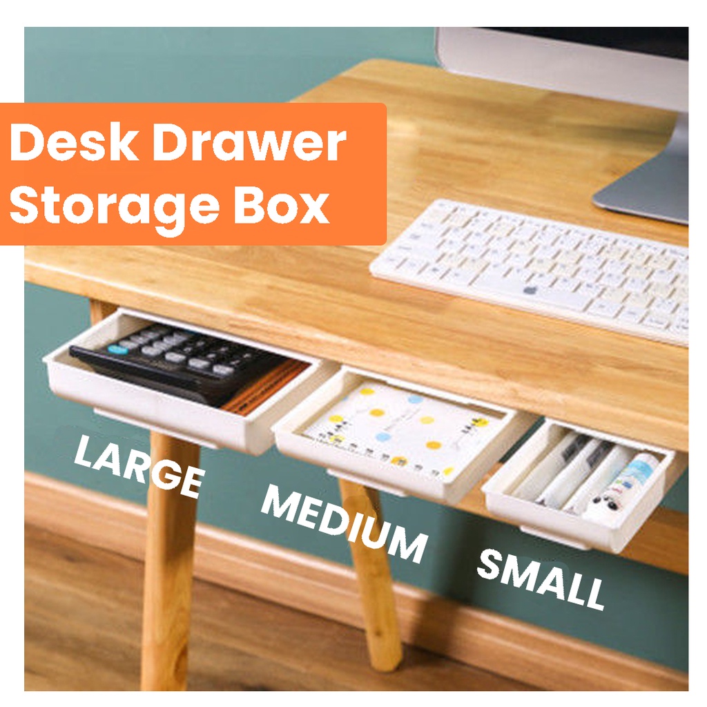 Hidden Desk Underdesk Plastic Pullout Storage Box Pen Holder Desk