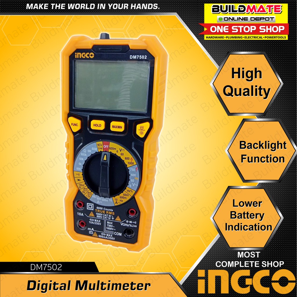 INGCO Digital Multimeter DM7502 (former DM750) •BUILDMATE• IPT Shopee