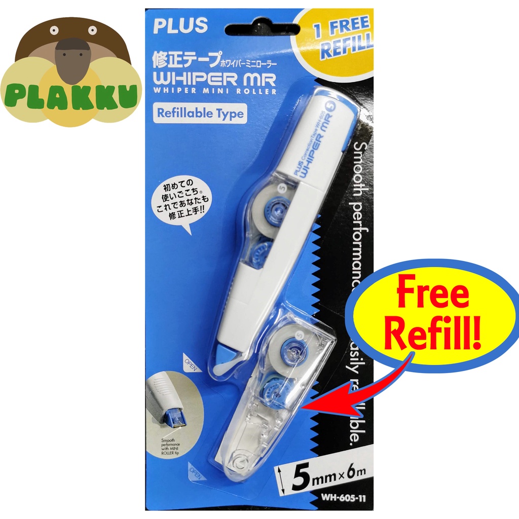 PLUS WHIPER MR Correction Tape WH60511 or WH6351 w/ free refill