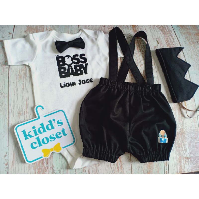 Boss Baby Boy Outfit Set With Personalised Tshirt For Birthday Party