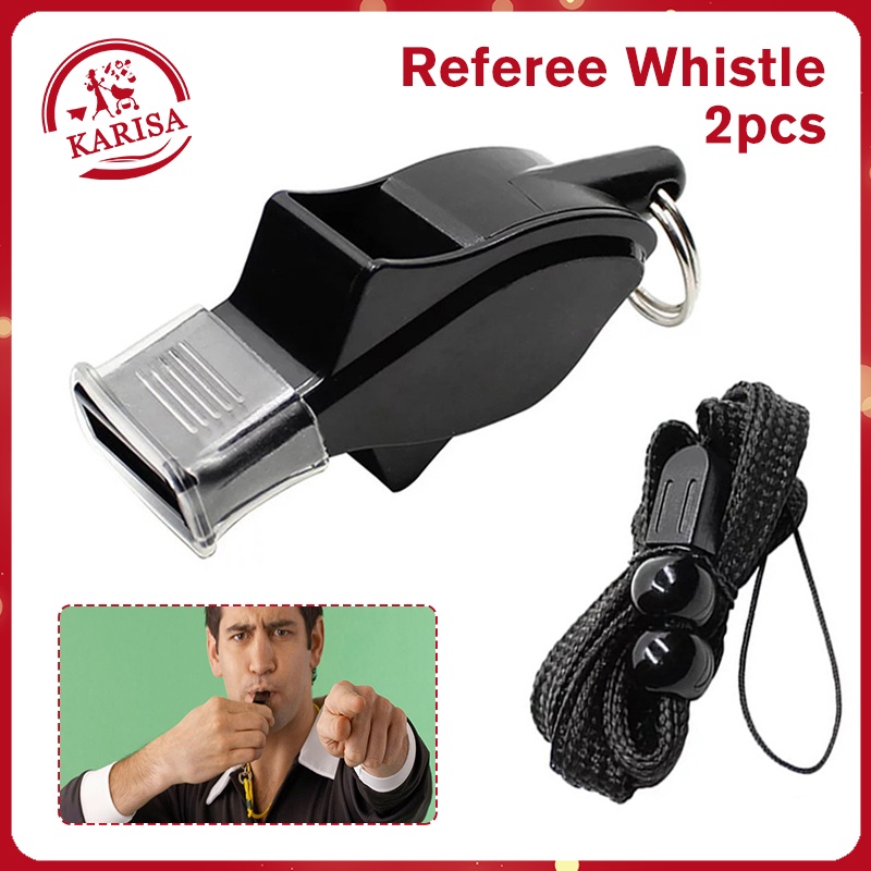 2Packs Sport Match Referee Whistle Black Seedless Dolphin Whistle With