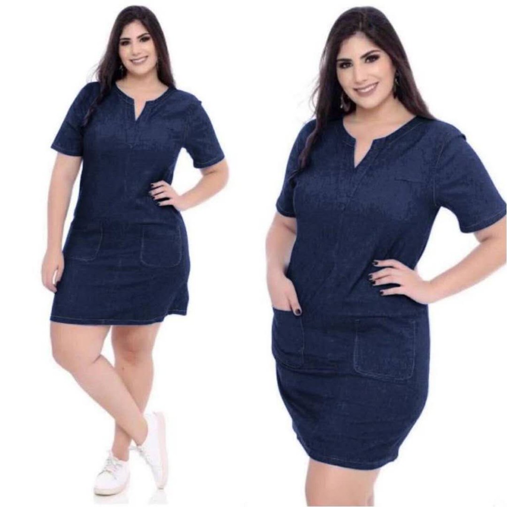 plus size denim dress with pockets