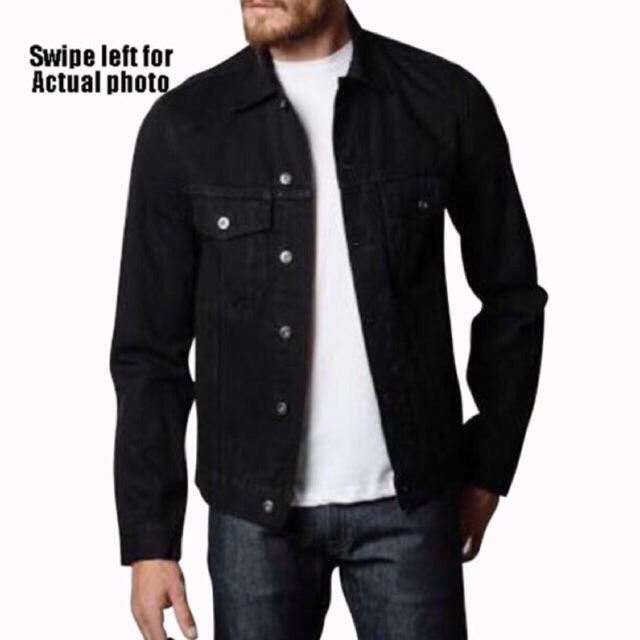 men's black denim jacket