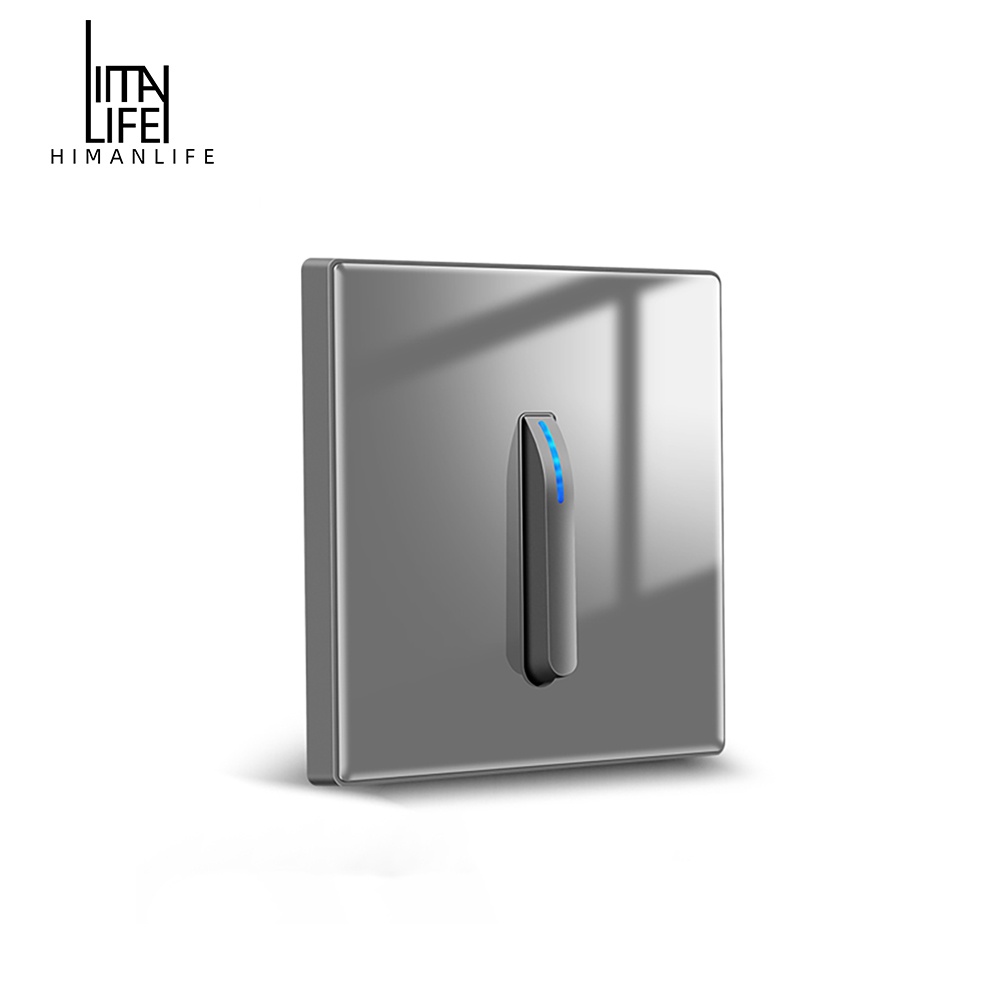 Himanlife Wall Light Switch Socket Crystal Glass Panel Gray Electrical