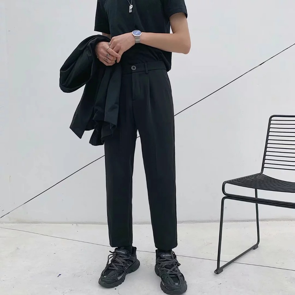 black wide leg ankle pants