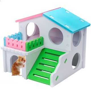 1 Pcs Hamster House Plastic DIY Double Layer Small Animal Hideout Play Hamster Villa Funny Rat Mouse #1