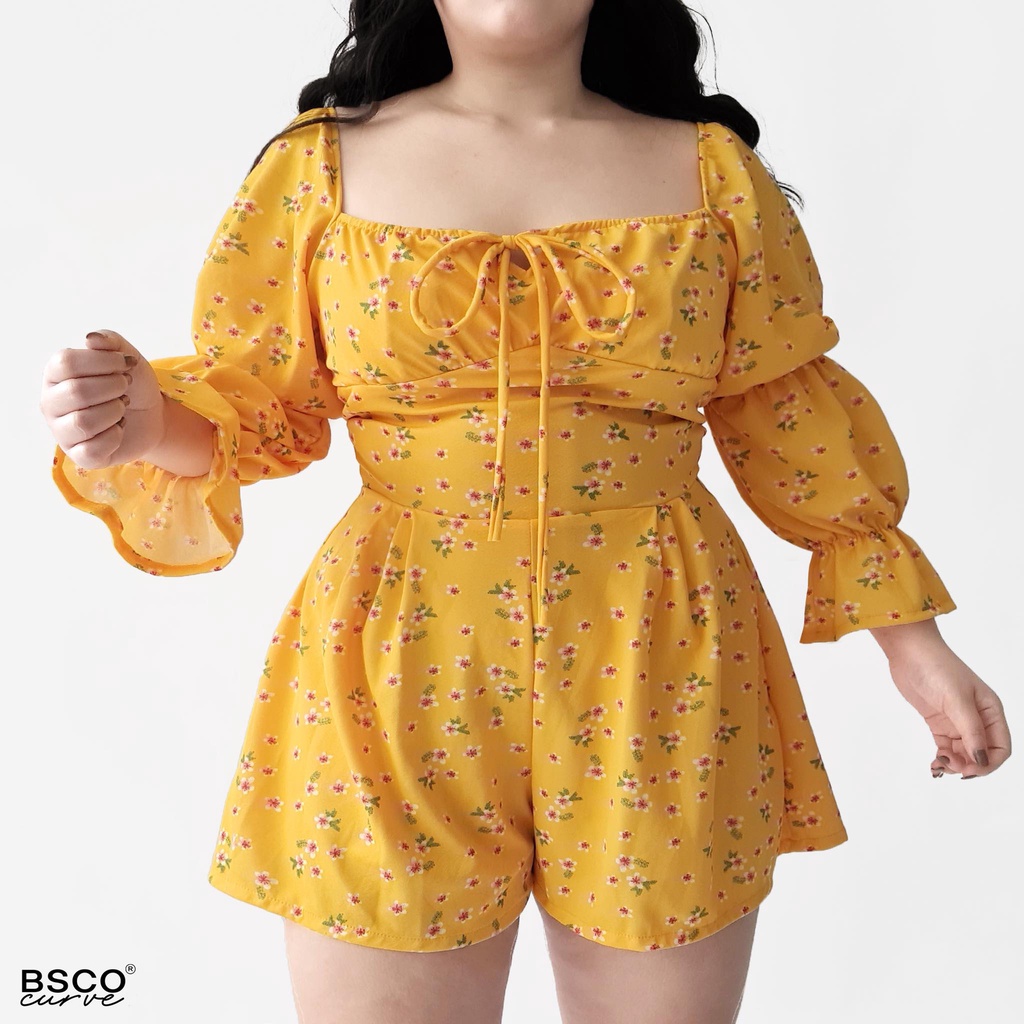 BSCO Curve MIA Mustard Golden Yellow Long sleeves romper Stretchable