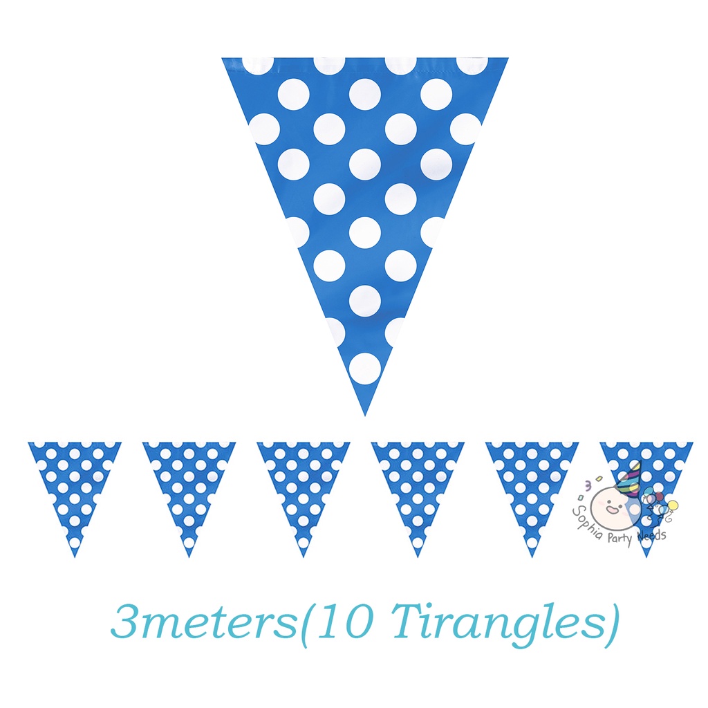 Blue Polka Dot Banderitas Party Flag Banner Gender Reveal Party