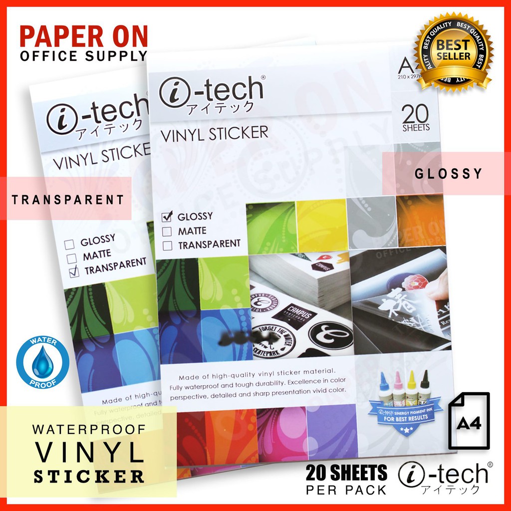 itech Vinyl Sticker Waterproof A4 size GLOSSY?TRANSPARENT Shopee