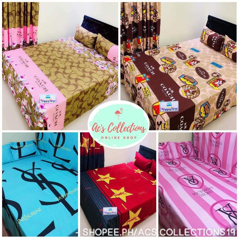 Canadian Cotton Bedsheet w/ 2 Pillowcases (Addons: Blanket Curtain) Prada  Victoria Secret Coach YSL | Shopee Philippines