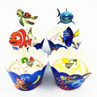 Pcs Cute Finding Nemo Cupcake Wrappers Topper Cake Decoration Babe Girls Birthday Party