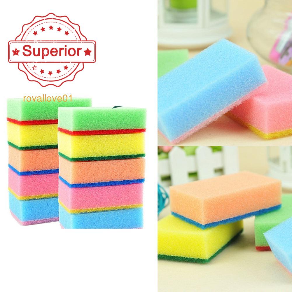 1pcs Household Kitchen Dish Washing Cleaning Sponges Scouring Tool Colored Cleaner Sponges Pads E0X4