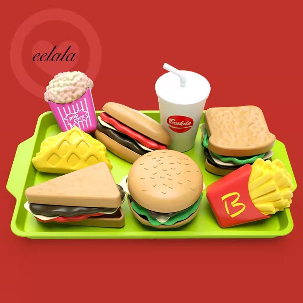 eelala Happy Little Chef kitchen toys Play House Mini burger And Fries set simulation food toys