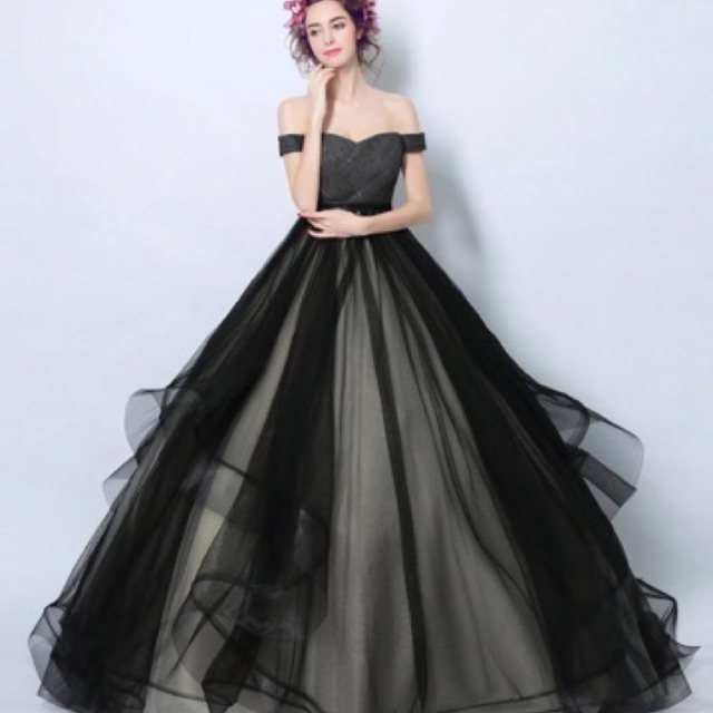 Black Ball Gown Evening Bridal Formal 