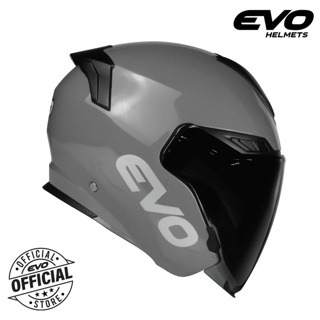 EVO RX-7 Cool Gray Half Face Dual Visor Helmet With Free Clear Lens ...