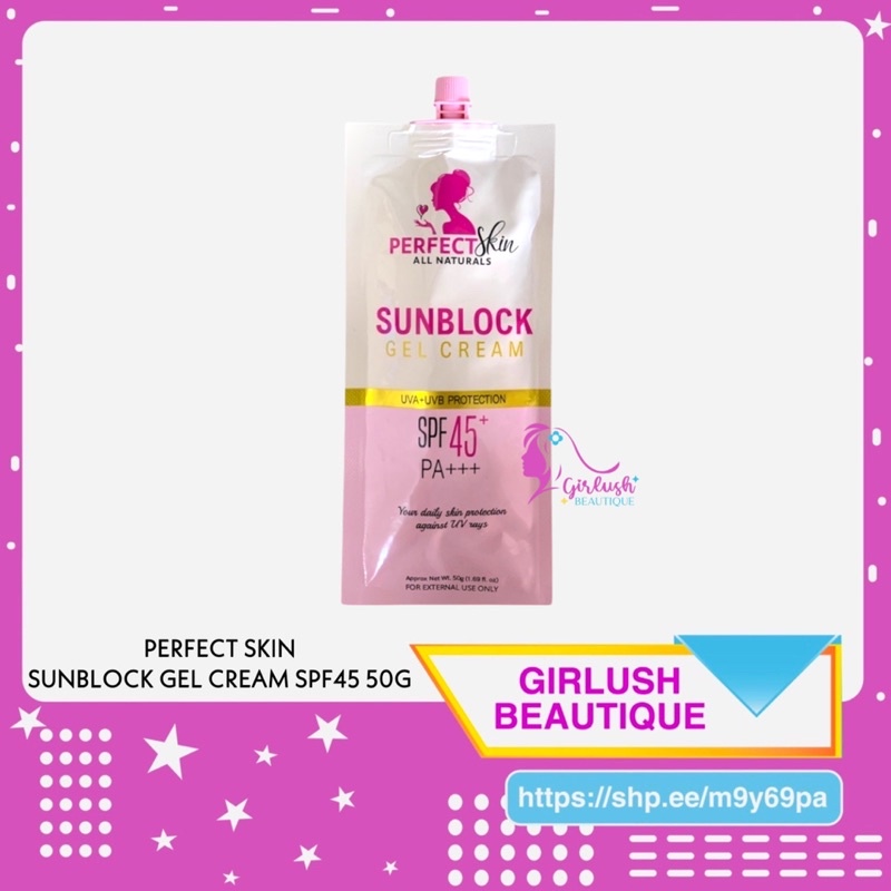 Perfect Skin Sunblock Gel Cream Spf 45 50g Shopee Philippines