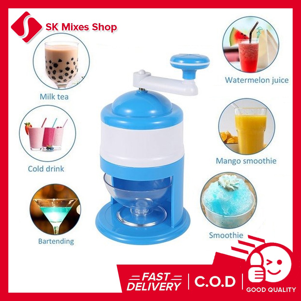 Manual Ice Cube Crusher Margaritas Color : A Great For Shaved Ice Snow Cones White Plastic Ice Crusher Domestic Use Portable Manual Ice Shaver Shredding Machine Crusher Fun Drinks! 