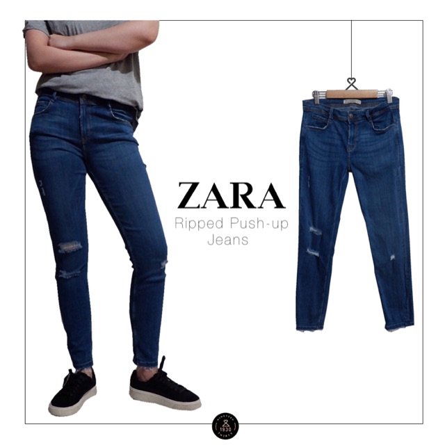 ZARA Ripped Push-up Jeans | Shopee 