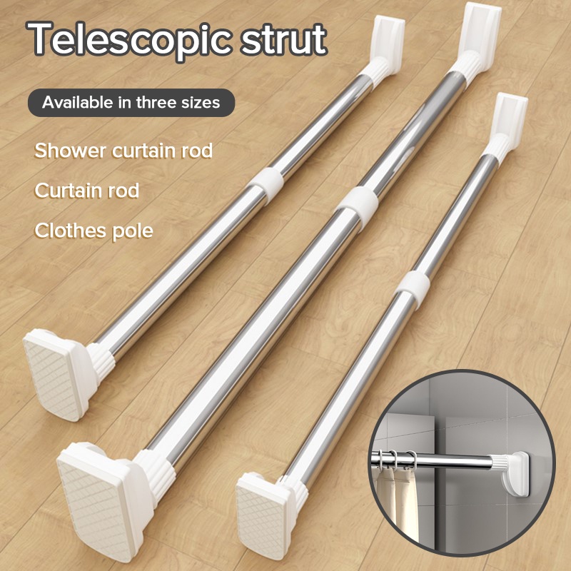 Punch Free Telescopic Clothes Rail Adjustable Shower Curtain Rods   2144ae428e2ada18f1b248df153b365e