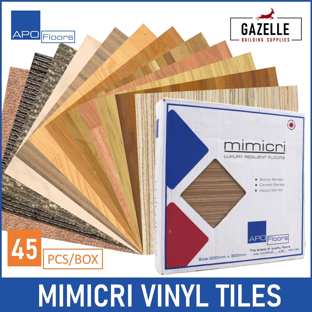 Apo Floor Vinyl Tiles Mimicri Wood, Carpet, and Stone Series 1.3mm
