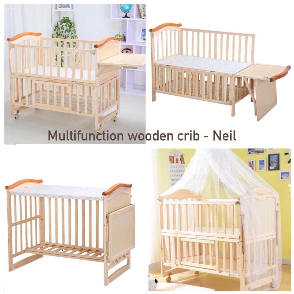 Imported Multi Function Wooden Crib Storage Rocking System