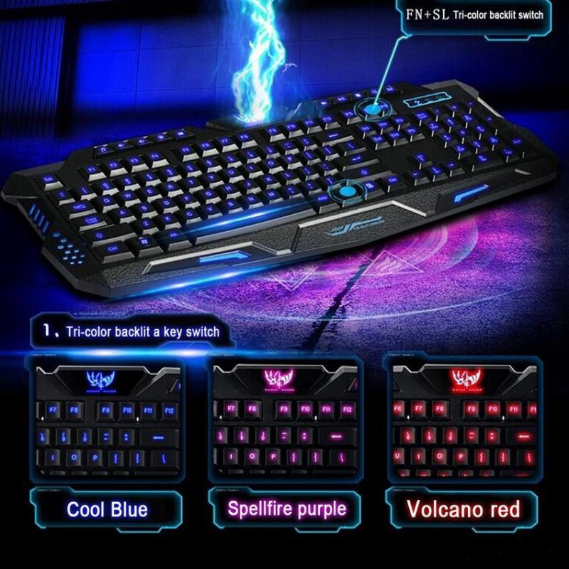 M200 USB Gaming Keyboard with Three Color Backlight Multimedia