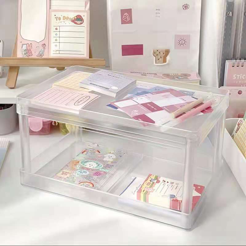 2Layer Clear White Acrylic Desk Shelf Rack Organizer TwoLayer Minimalist Stationery Storage