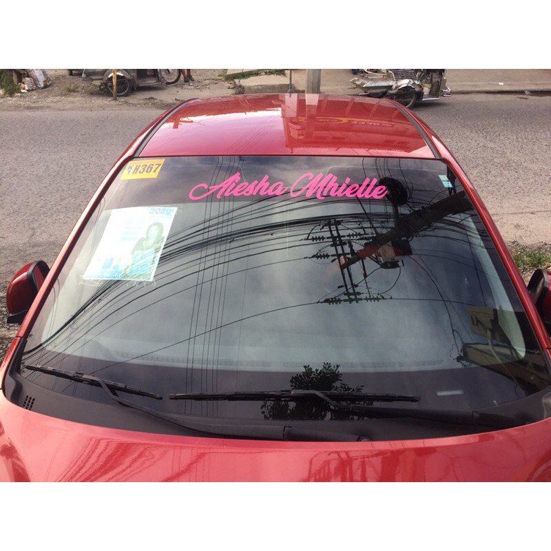 car front glass name sticker