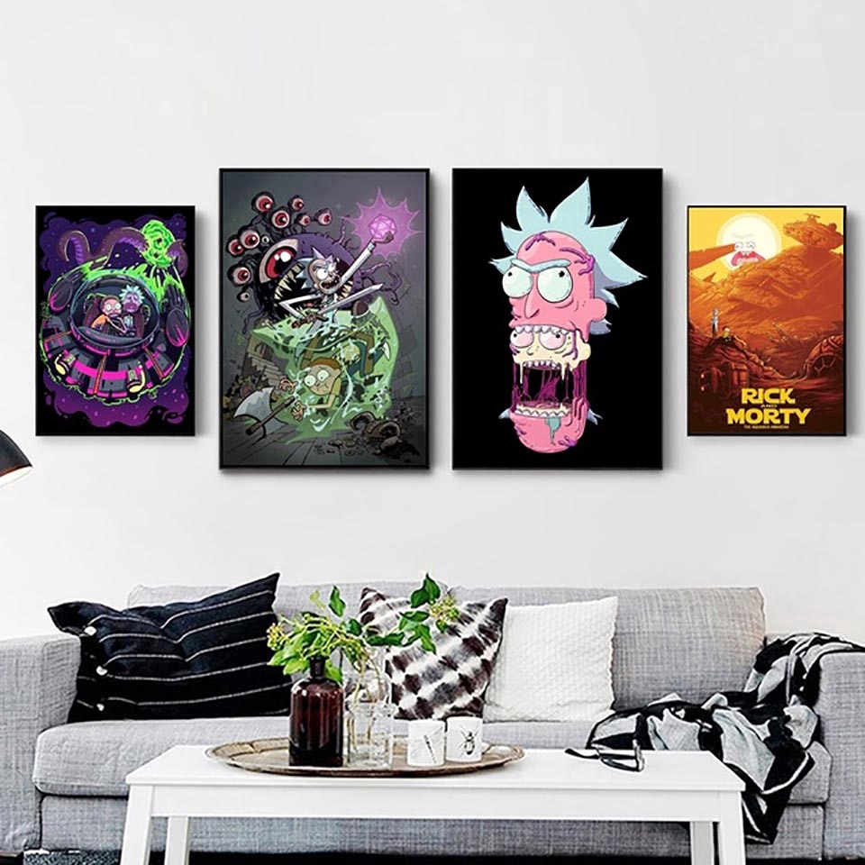 Pictures Wall Art Modular Rick And Morty Canvas Anime Nordic Style Home Decoration Painting Print Poster For Living Room Cuadrosno Frames Shopee Philippines