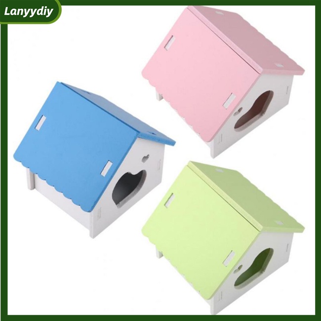 gd Trendy Hamster Wooden Nest Sleeping  House Home Luxury Cage Pet Diy Hideout Hut Toy Sports Climbing Frame Small