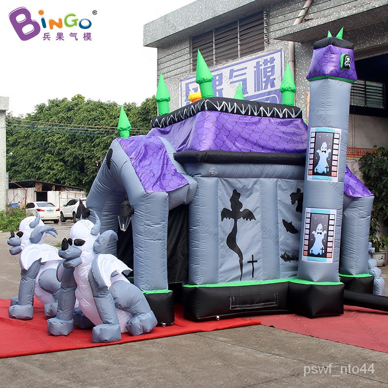 ヅβ ⋮Customized 5x4x4.2 Meters Halloween Decorations Inflatable Haunted House For Kids Game Toys - BG