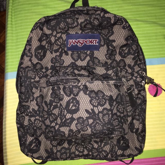 jansport gray floral backpack