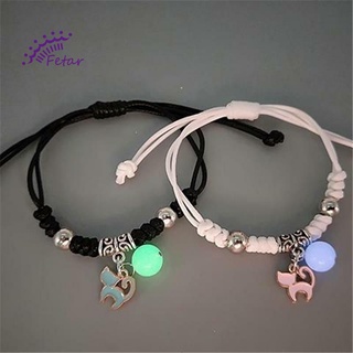2Pcs Luminous Couple Bracelet Magnetic Friendship Trio Bracelet Creative Adjustable Charm Bracelet Jewelry for Lover Couple Magnetic Attract Braided Bracelet FETAR #5
