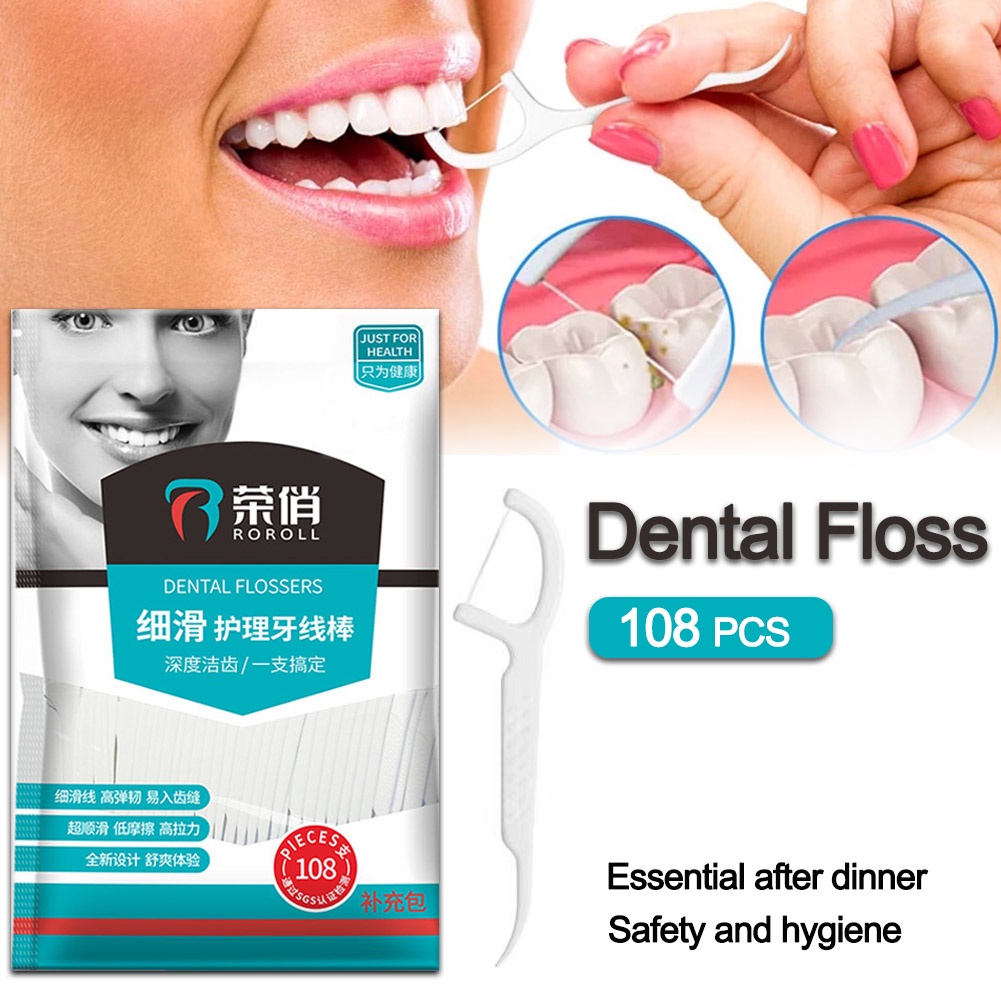 108PCS/pack Dental Floss Set Home Teeth Stick Travel Flosser Pick ...