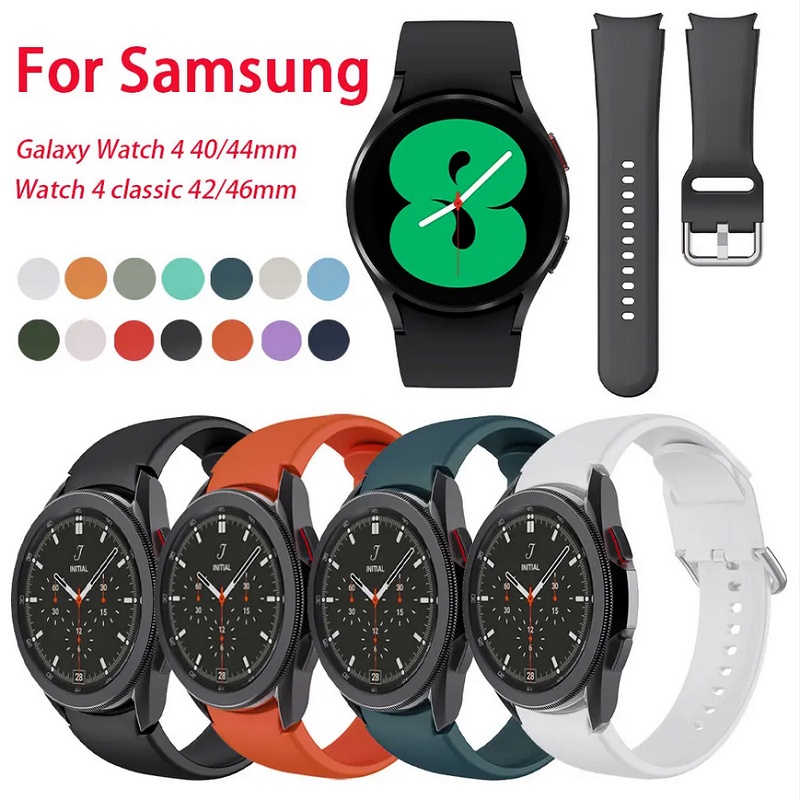 Samsung Galaxy Watch 4 44mm 40mm Silicone Strap Official Models Silver Round Buckle UHmm