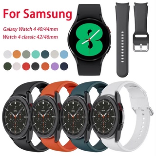 Samsung Galaxy Watch 4 44mm 40mm Silicone Strap Official Models Silver Round Buckle UHmm #4