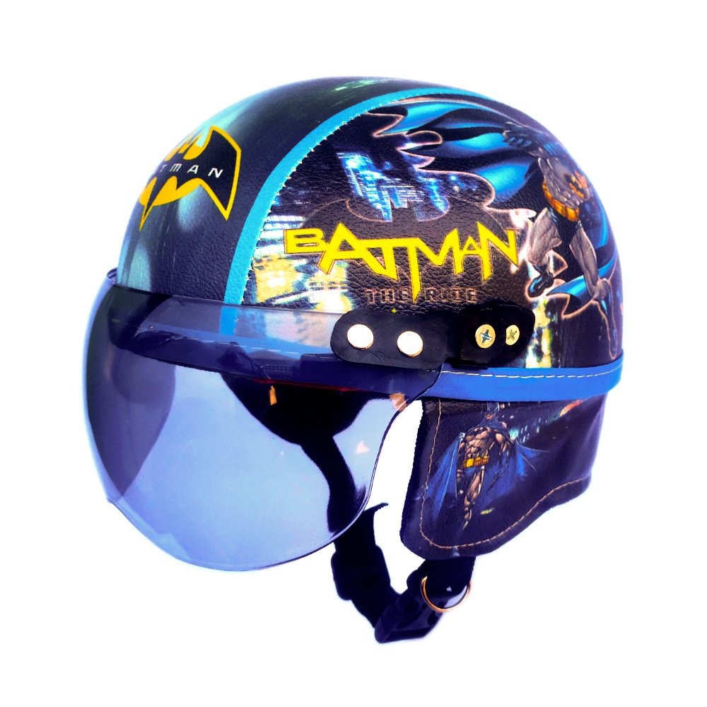 ❤50-52cm Black Blue Synthetic Leather Glass Batman Pattern Half Face Helmet  for Kids 1-4 Years Old U | Shopee Philippines
