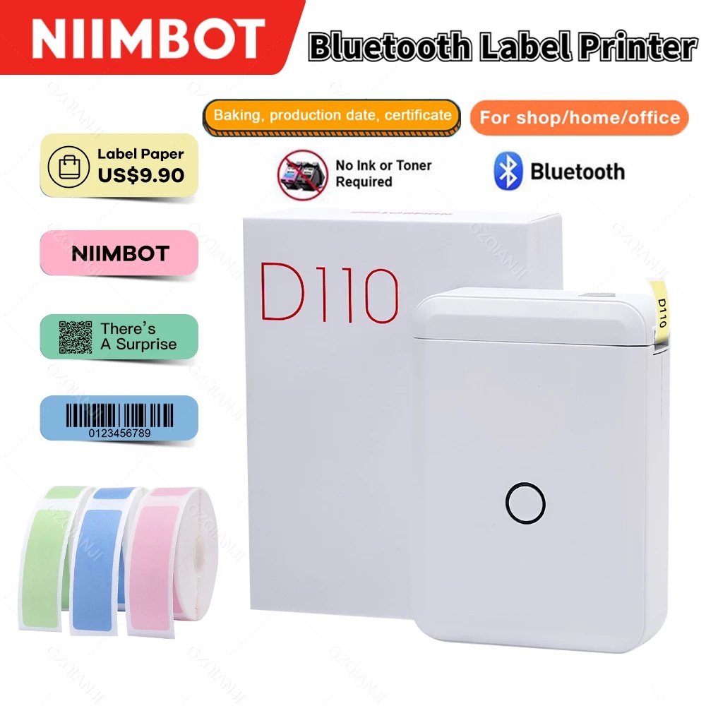 Niimbot D110 Label Maker Printer Inkless Bluetooth Label Thermal