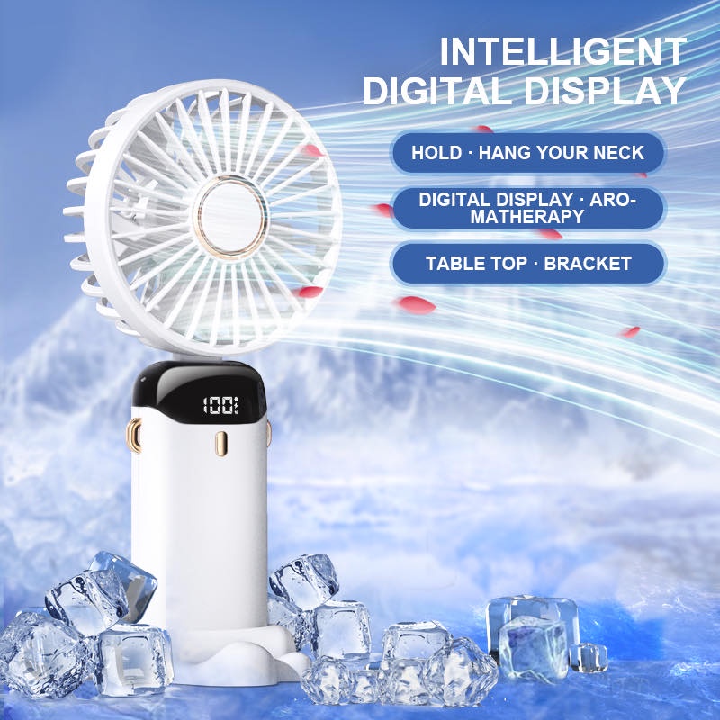 Portable Mini Fan Usb Rechargeable Adjustable Cooling Fan Handheld Fan With Led Real Battery