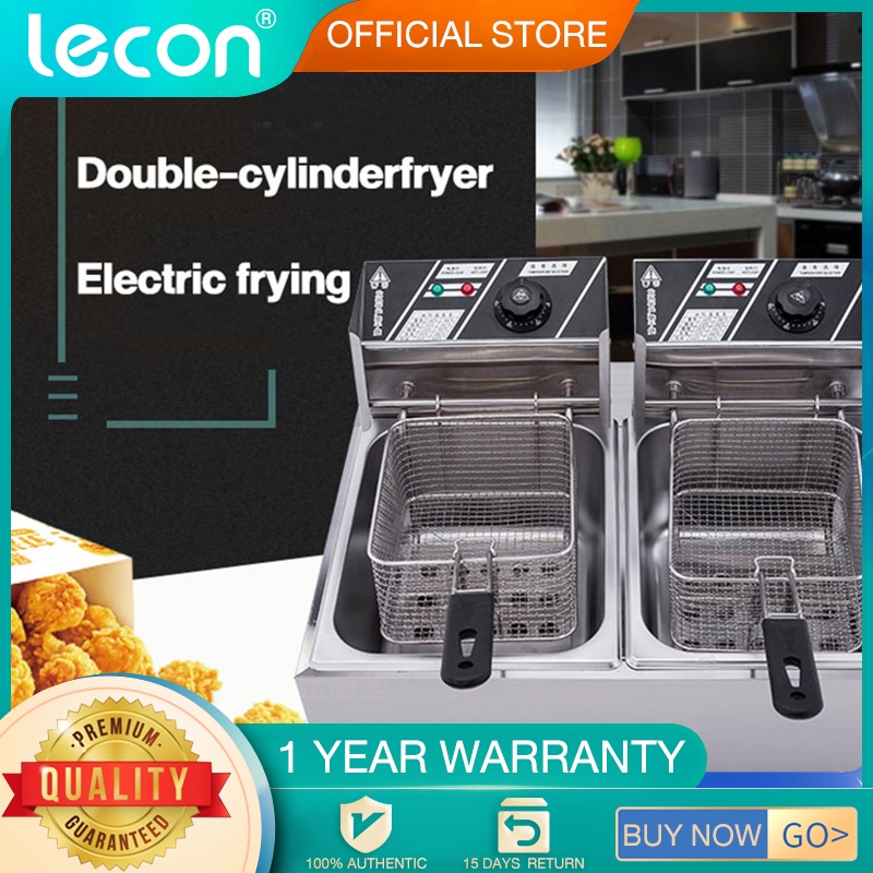 Lecon Electric deep fryers, 2 fryers,10+10 liter commercial deep fryers