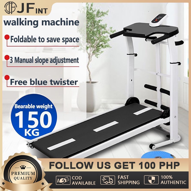 200KG Capacity Treadmill for Home Foldable Shock Running Slope Adjustment Mechanical Walking Machines 4-in-1 Multifunctional Running Machines for Home Non-electric Supine 