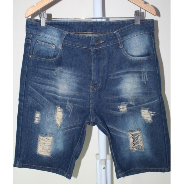 Men's Denim Ripped Jeans Shorts | COD | Shopee Philippines