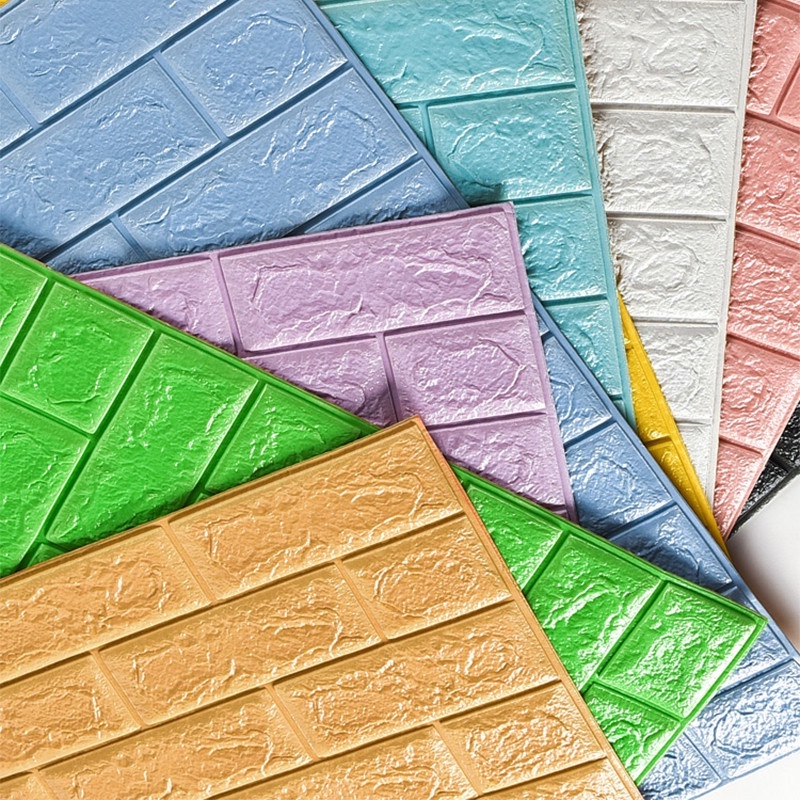 DIY Self Adhesive 3D Brick Wall Stickers Living Room Decor Foam Waterproof Covering Wallpaper