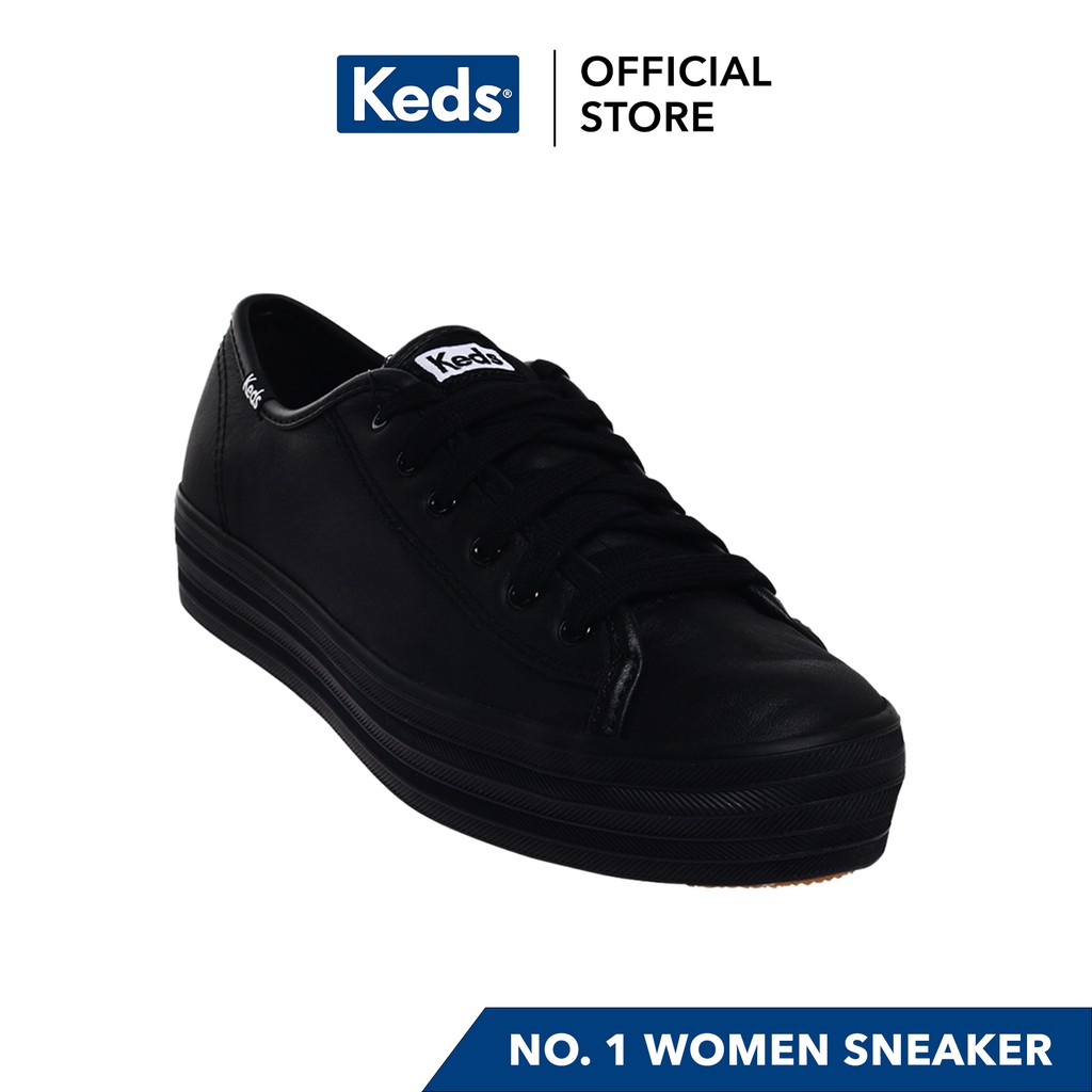 black leather flatform trainers