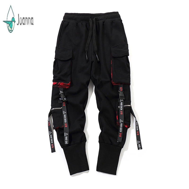 black buckle cargo trousers